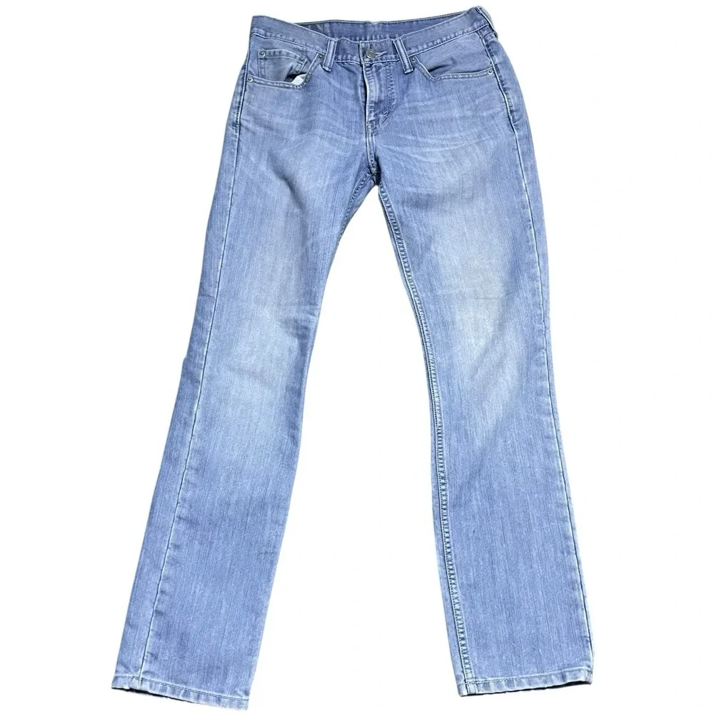 Levis 511 Jeans Slim Fit Medium Wash‎ Stretch Denim Mens 34x34 Blue Distressed
